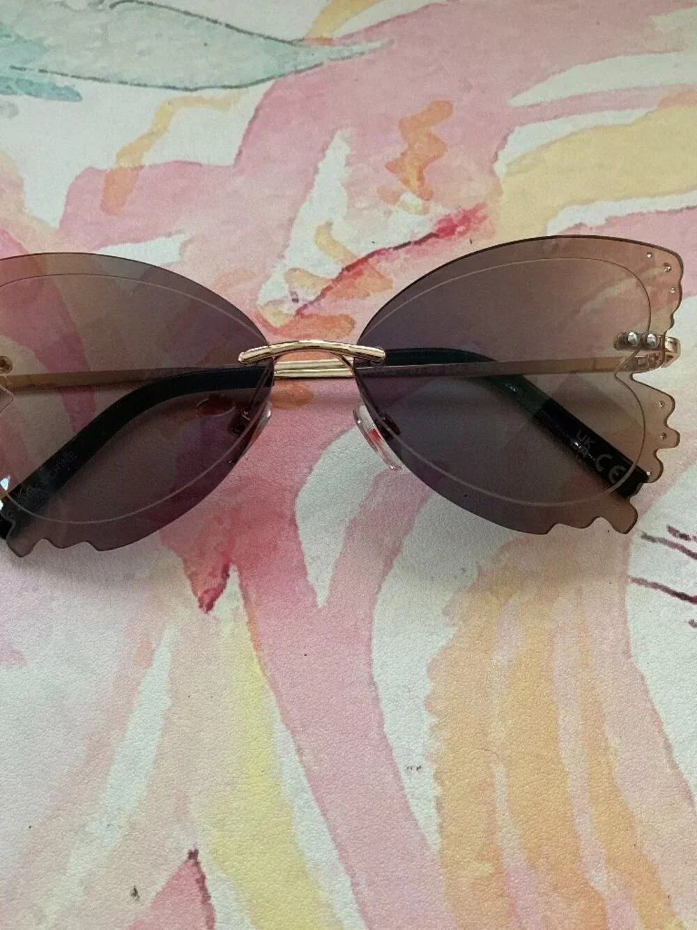Betsey Johnson Brown and Gold Butterfly Sunglasses